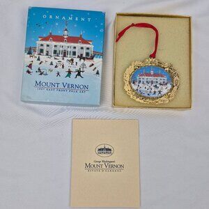 Vintage Mount Vernon 1997 East Front Folk Art Christmas Ornament  Box & Booklet